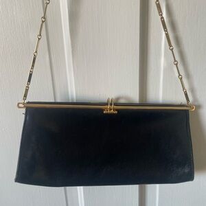 Vintage Black Clutch with Gold Accents